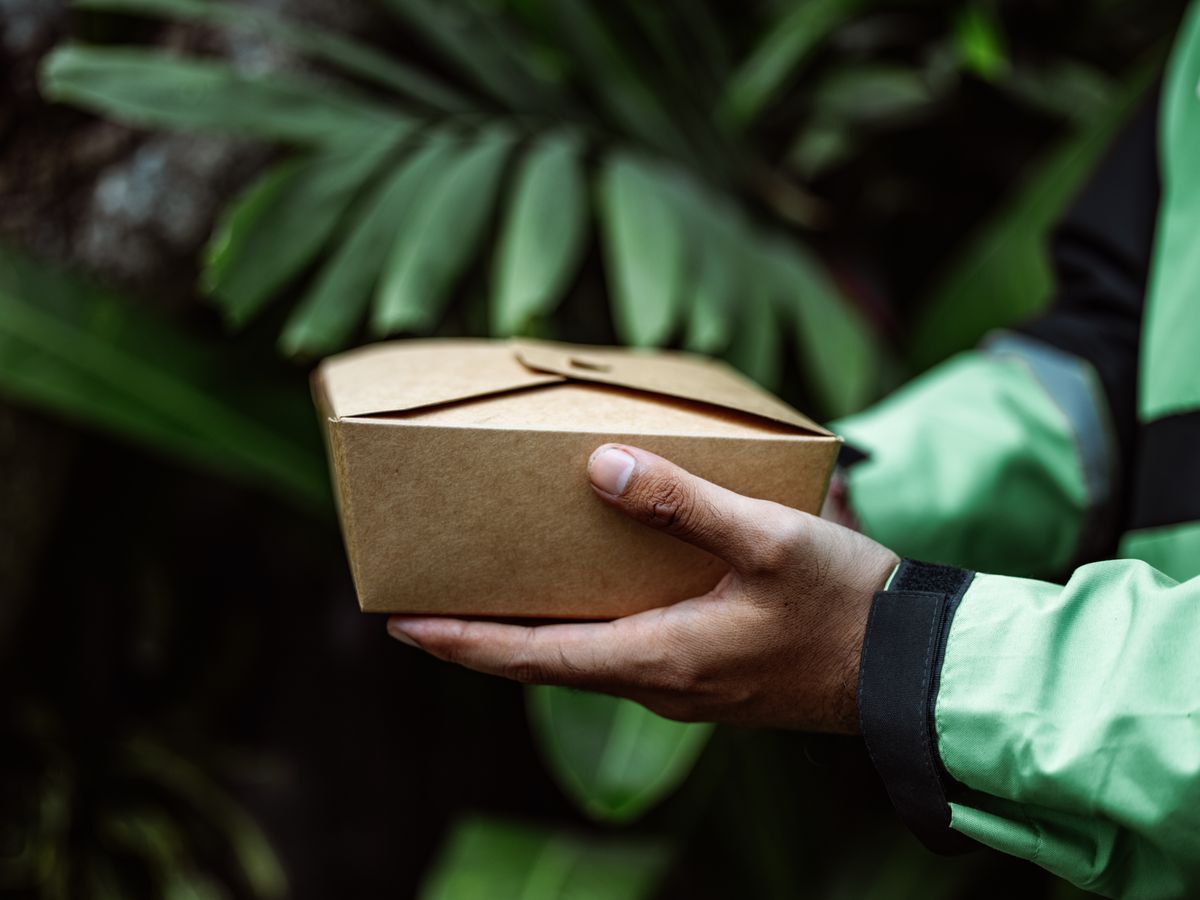 Embalagem de entrega em mãos